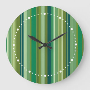 Medley of Green Warm Cool Stripes Large Clock