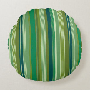Medley of Green Warm Cool Stripes Round Cushion