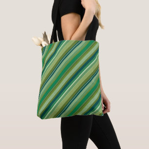 Medley of Green Warm Cool Stripes Tote Bag
