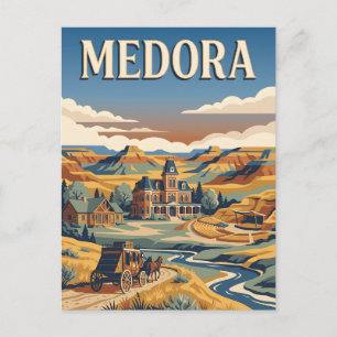 Medora North Dakota Badlands Retro Vintage Poster Postcard