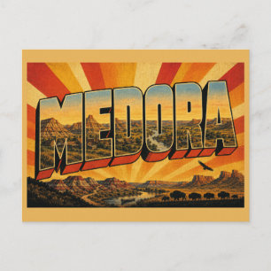 Medora North Dakota Badlands River Prairie Art Postcard