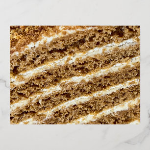 Medovik Cake Abstract Foil Holiday Postcard