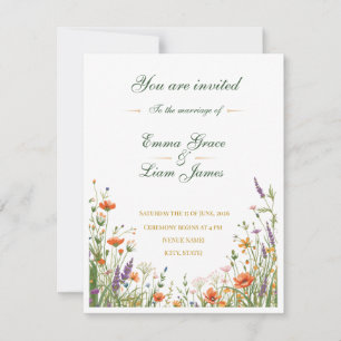 Medow Wedding Invitation Template, Boho Wildflower