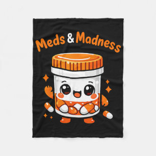 Meds And Madness Psych Nurse Kawaii Psychiatric Nu Fleece Blanket