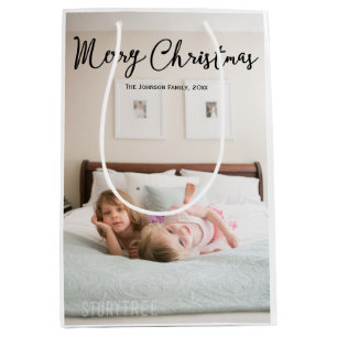 Meduim Cute Photo Christmas Greetings Gift Bags