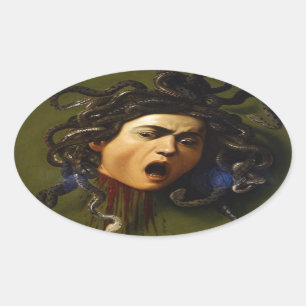 Medusa 1595 - 1598 by Caravaggio Merisi Oval Sticker