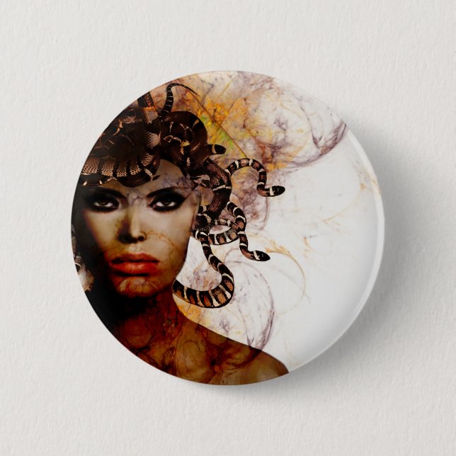 Medusa 6 Cm Round Badge (Front)