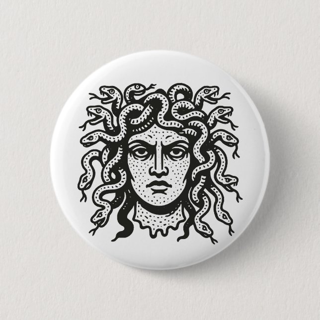 Medusa 6 Cm Round Badge (Front)