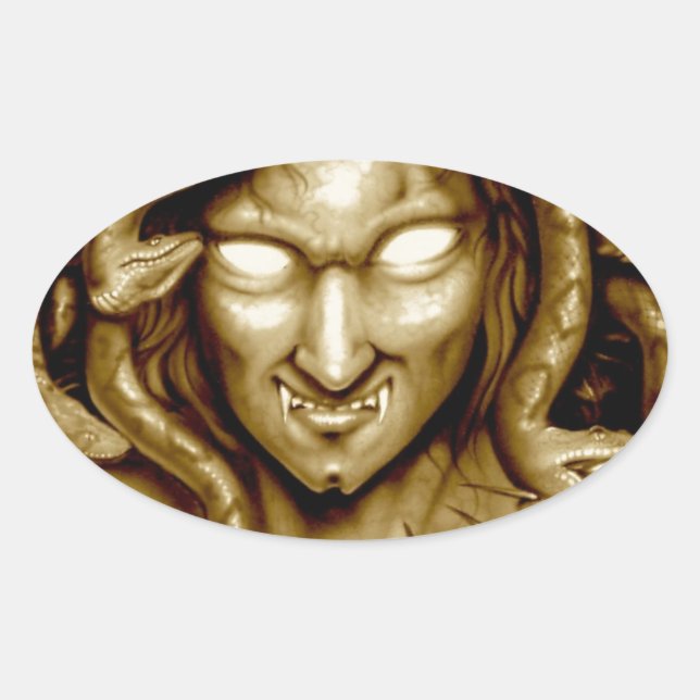 MEDUSA Airbrush Art Original Oval Sticker (Front)