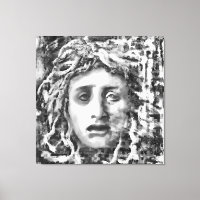 Medusa Ancient Goddess Portrait In Grey