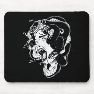 Medusa Blackwork Tattoo Flash Mouse Pad