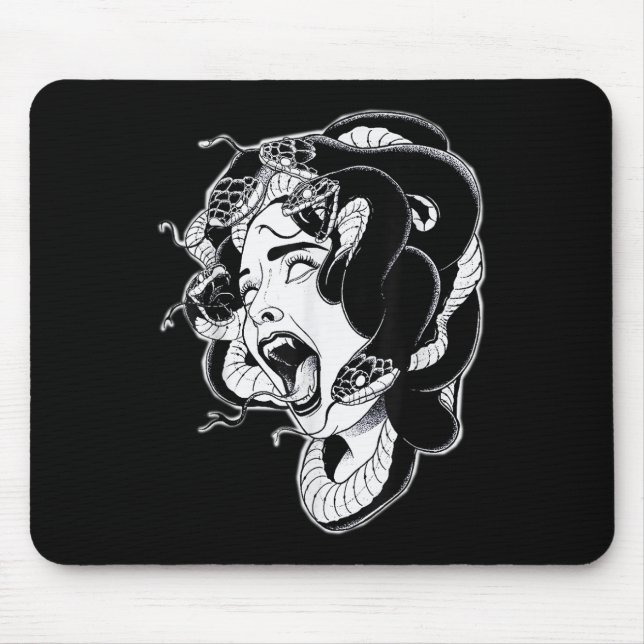 Medusa Blackwork Tattoo Flash  Mouse Pad (Front)