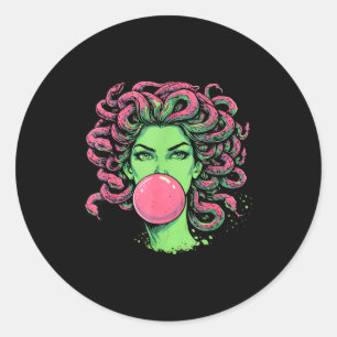 Medusa bubblegum greek mythological snake hair classic round sticker