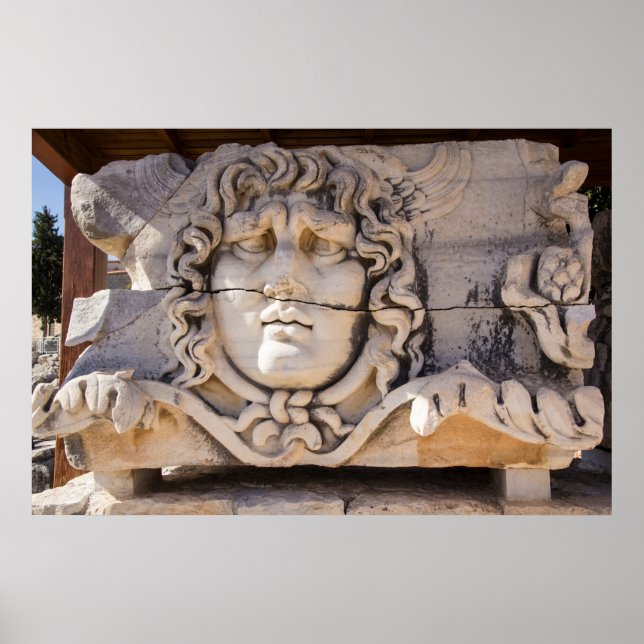 Medusa Carving At Greek Ruins Poster (Front)