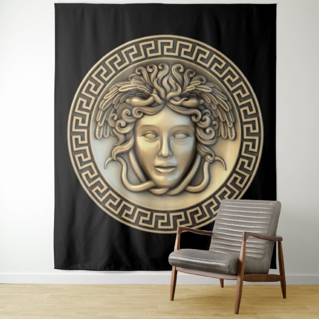 Medusa Gold Wall Art Tapestry (In Situ)