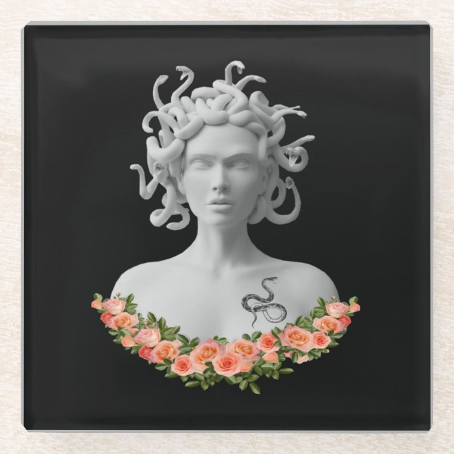 Medusa Gorgon Greek Mythology Glass Coaster (Front)