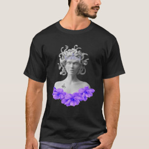 Medusa Gorgon Greek Mythology Purple Floral T-Shirt