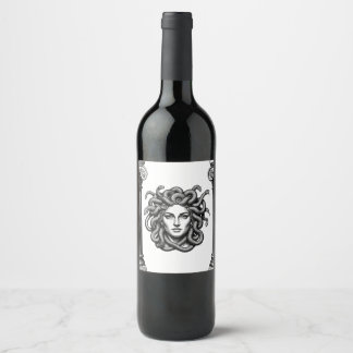 Medusa Gorgon Snake Hair Mythology Art Gift Wine Label
