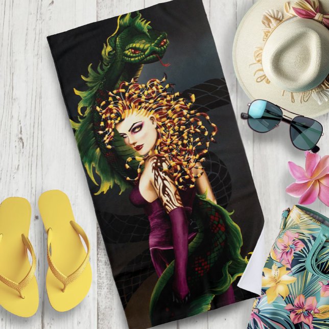 Medusa Greek Mythology Snake Gorgon  Beach Towel (Creator Uploaded)