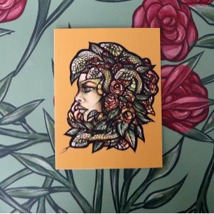 Medusa Green Snakes Gorgon                         Postcard