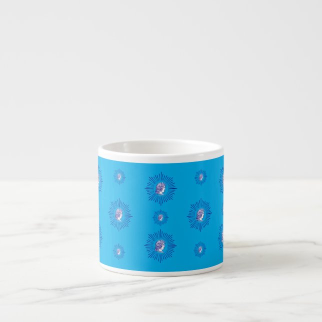 Medusa Halo Blue Patterned Espresso Cup (Front)