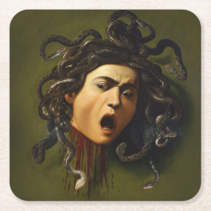 Medusa head Caravaggio painting art mythology canv Square Paper Coaster