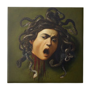 Medusa head Caravaggio painting art mythology canv Tile
