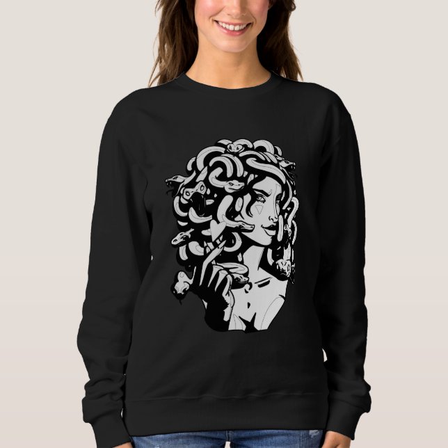 Medusa Head Snake Hair Greek Mythology Ancient Lov Sweatshirt (Front)