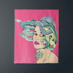 Medusa Pop art Tapestry<br><div class="desc">A pop art style illustration of Medusa who has hair made from eight snakes. A design for people who have an interest in Greek myths and legends. If she looks you in the eye you will turn to stone.</div>