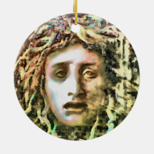Medusa Portrait of a Gorgon Ceramic Tree Decoration