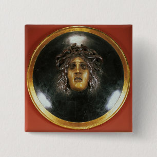 Medusa shield 15 cm square badge