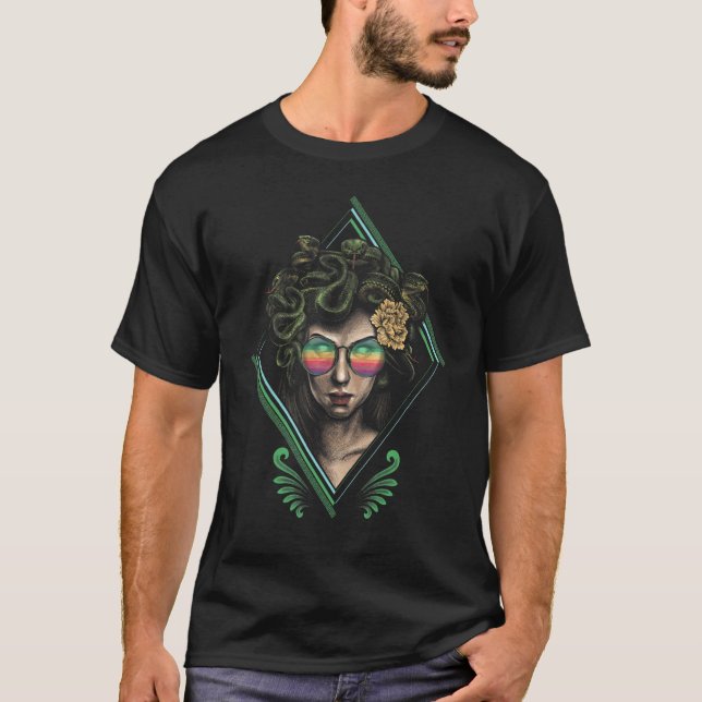 Medusa Snake Hair Psychedelic Greek Mythology Myth T-Shirt (Front)