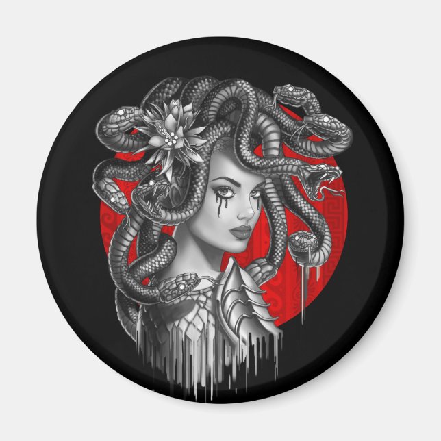 MEDUSA - Snake Head Girl from Greek Myth Tattoo Magnet (Front)