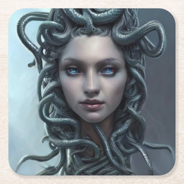 medusa square paper coaster (Front)