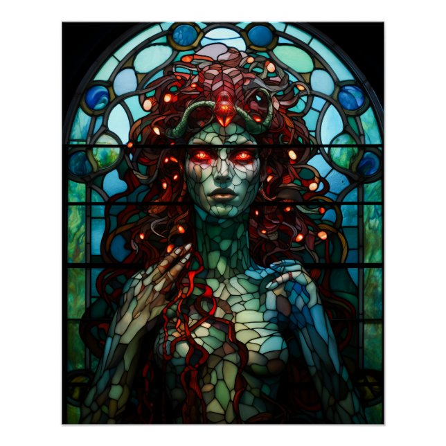 Medusa - Stained Glass Window Tiffany Style Poster (Front)