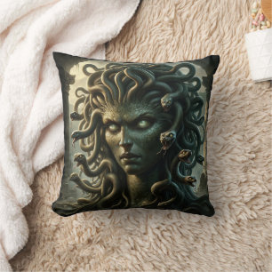 Medusa Stare of Death Head of Snakes Cushion
