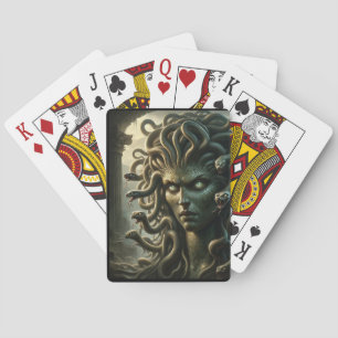 Medusa Stare of Death Head of Snakes Playing Cards
