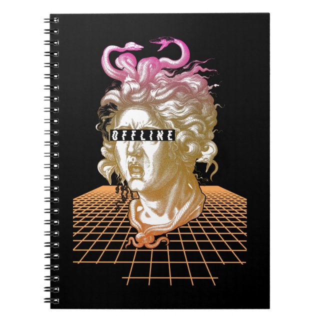 Medusa Vaporwave Aesthetic Ancient Greek Statue Notebook (Front)