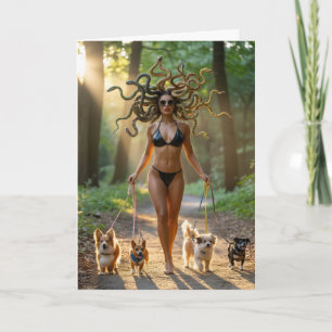 Medusa Walkin' the Dog Card