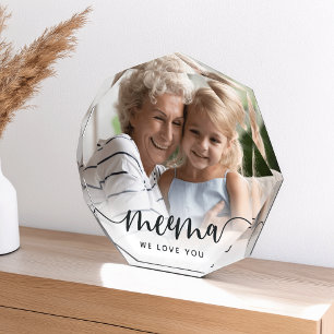 Meema We Love You Grandma Script Overlay Photo Block