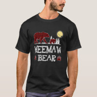 Meemaw Bear Christmas Pajama Red Plaid Buffalo Fam