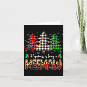 Meemaw Christmas Tree Xmas Buffalo Plaid Red White Card