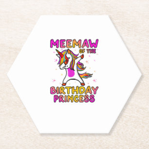 Meemaw Of The Birthday Princess Girl Grandma Dabbi Paper Coaster
