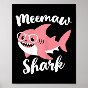 Meemaw Shark Mother's Day Grandma Funny Mee-maw  Poster