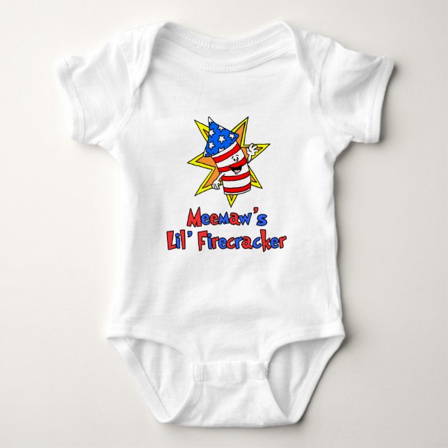 Meemaw's Little Firecracker Baby Bodysuit (Front)