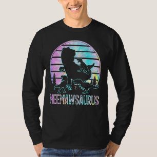Meemawsaurus  Dinosaur Meemaw Of 3 Kids Tie Dye Su T-Shirt