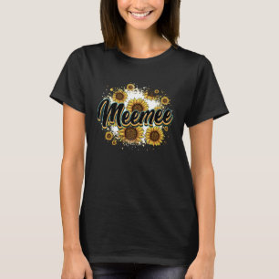 Meemee Cow Print Sunflower Mother's Day Cute Flora T-Shirt