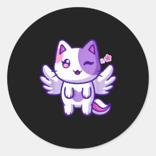 Meemeow Cute Cat Plu-shirt Classic Round Sticker