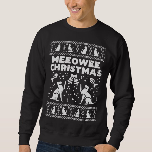 Meeowee Christmas Ugly Christmas Sweater Xmas Cat  (Front)
