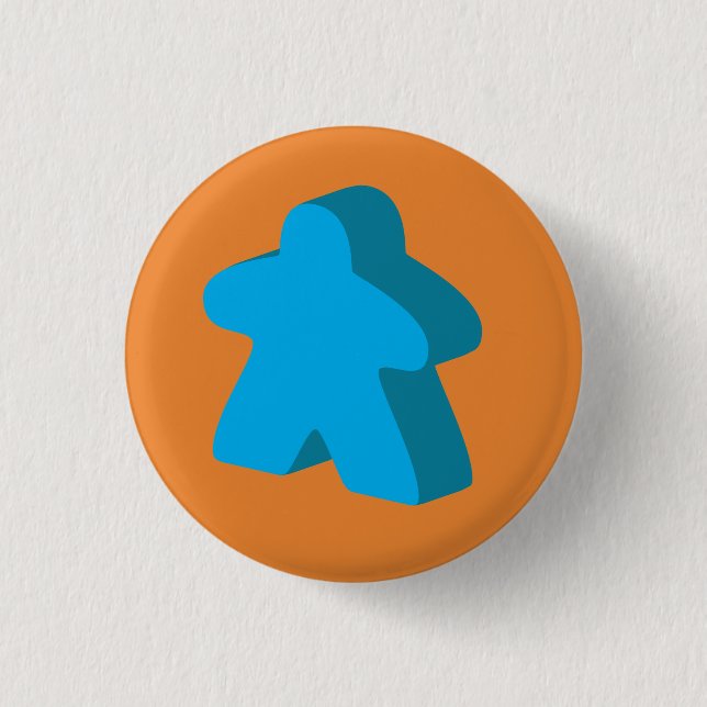 Meeple Button (Orange & Blue) (Front)
